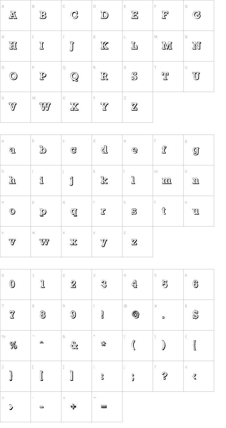 Character Map EugeneBeckerShadow-Medium-Regular Font