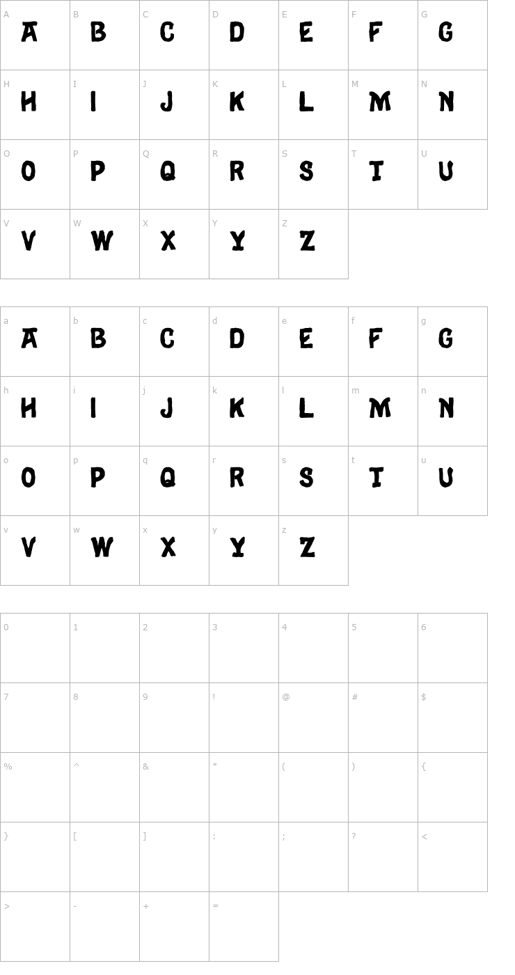 Character Map Eulogy Font