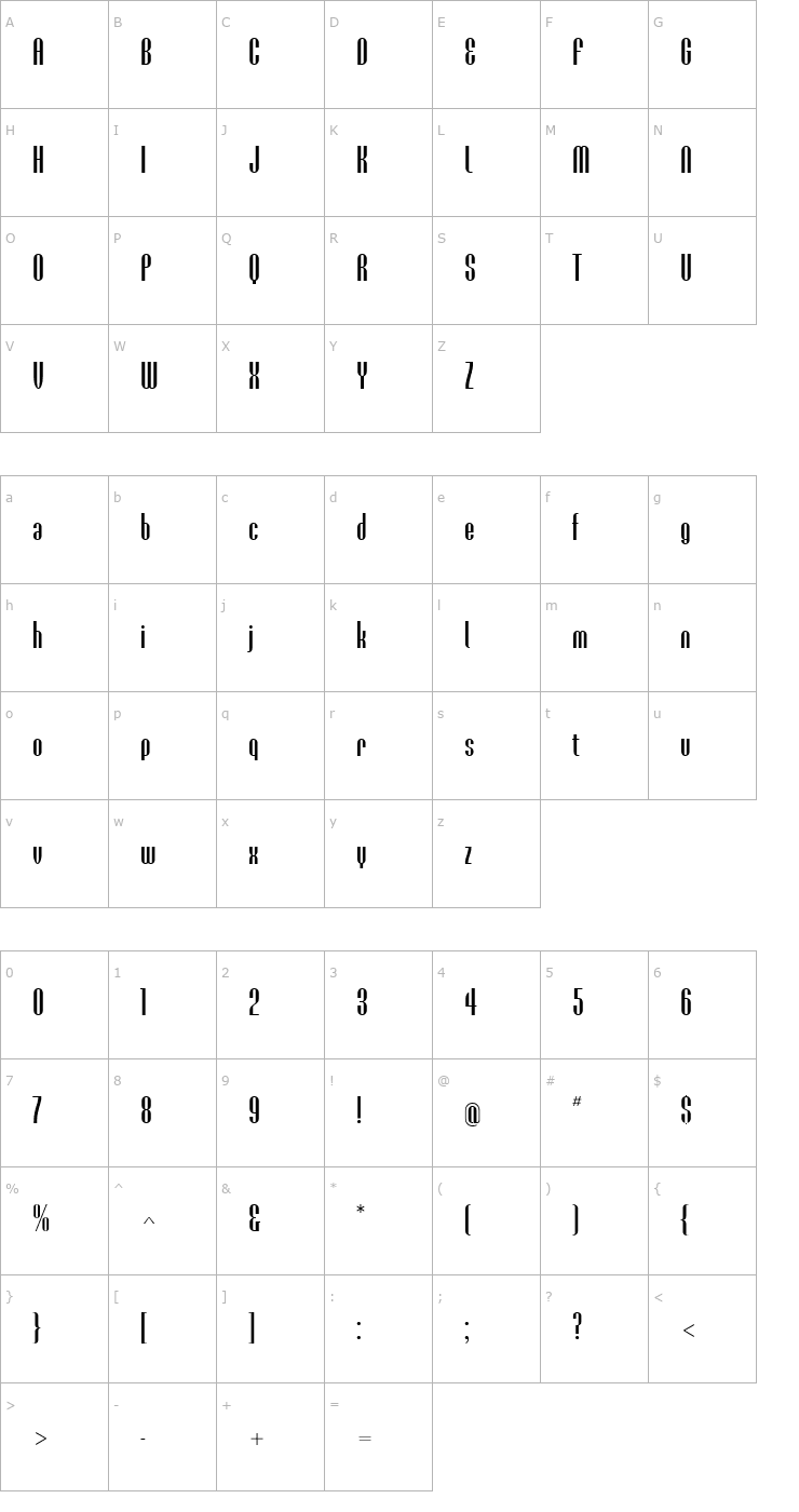 Character Map EunoiaCondensedRound Font