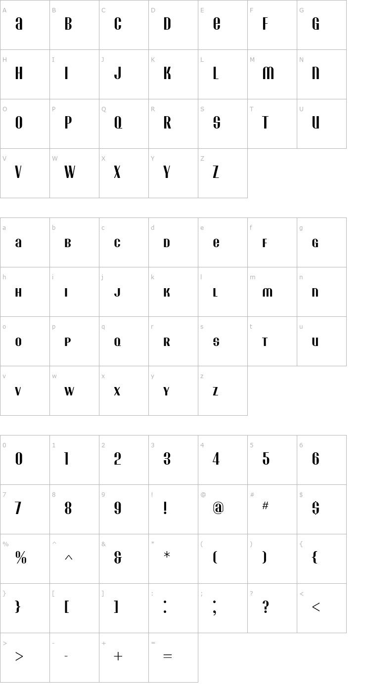 Character Map EunoiaUnicase Font