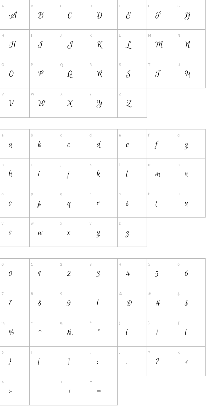 Character Map Euphoria Script Font