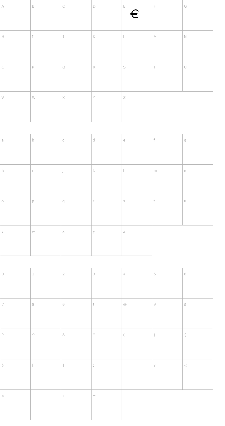 Character Map Euro Symbol Font