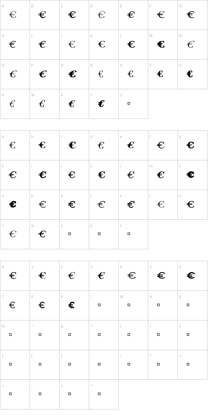 Character Map EuroB-Logo Font