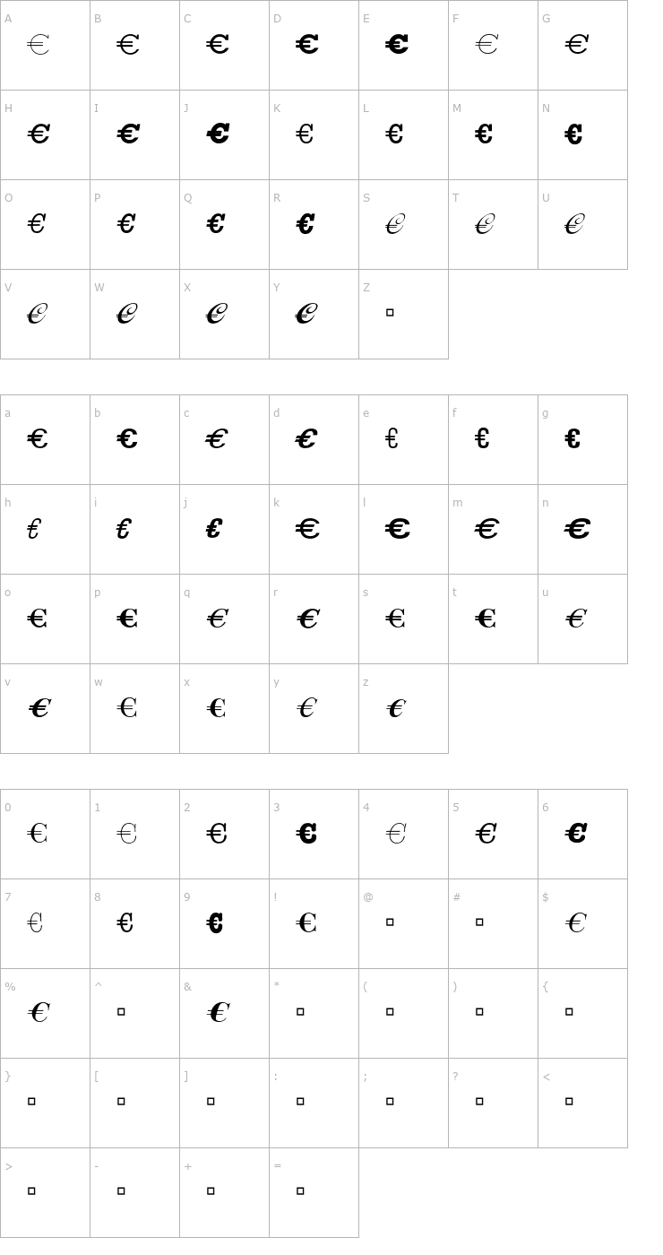 Character Map EuroC-Logo Font