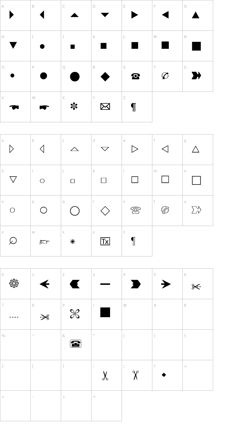Character Map European Pi 3 Font