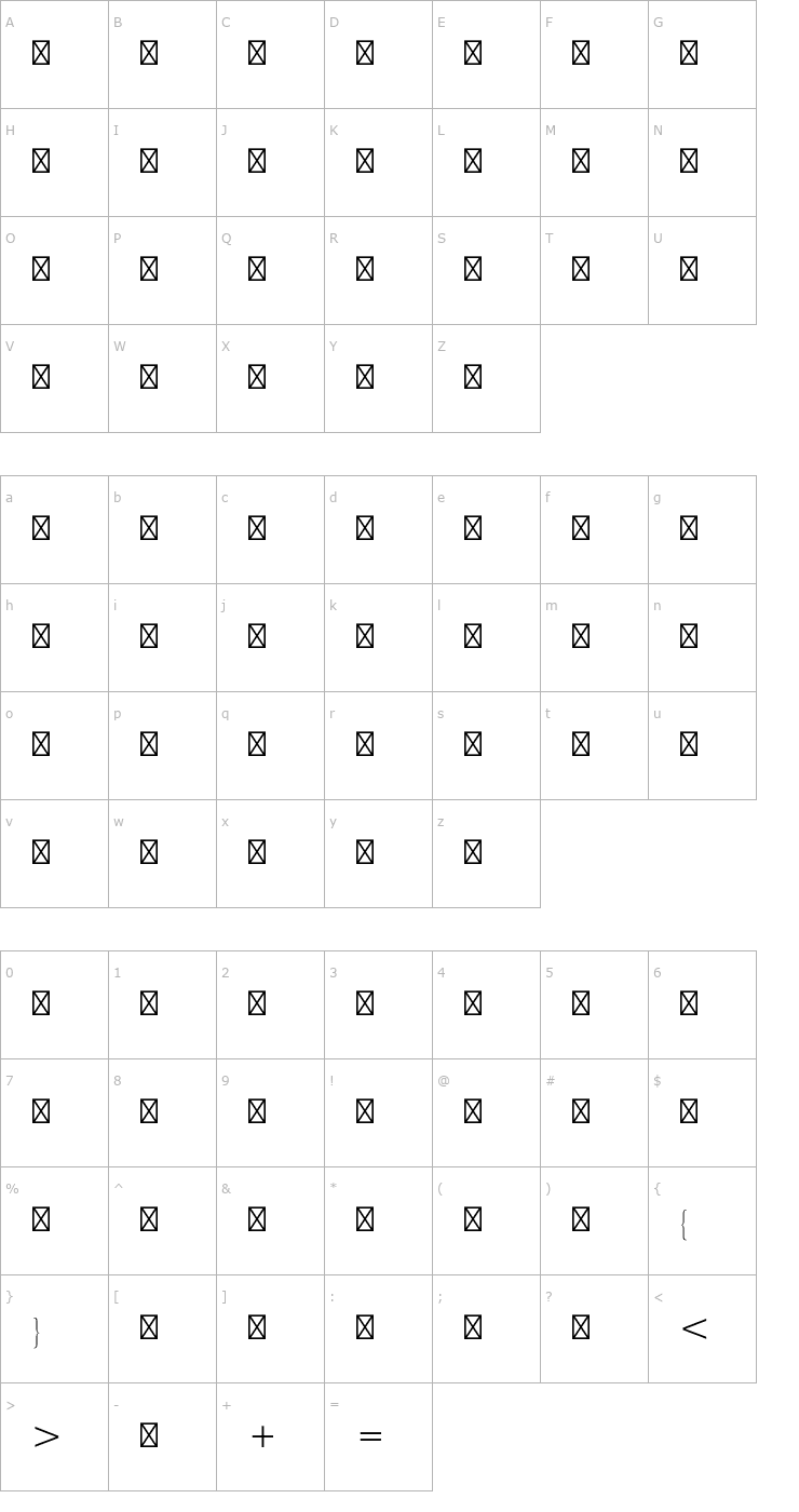 Character Map EuropeanPiStd-2 Font