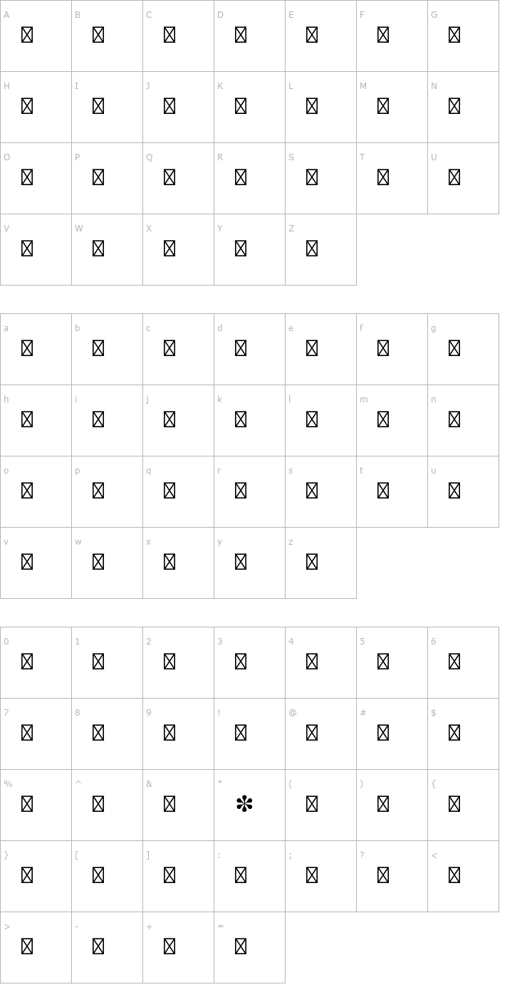 Character Map EuropeanPiStd-3 Font