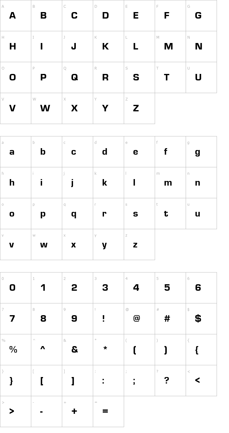 Character Map EurostileTHea Font