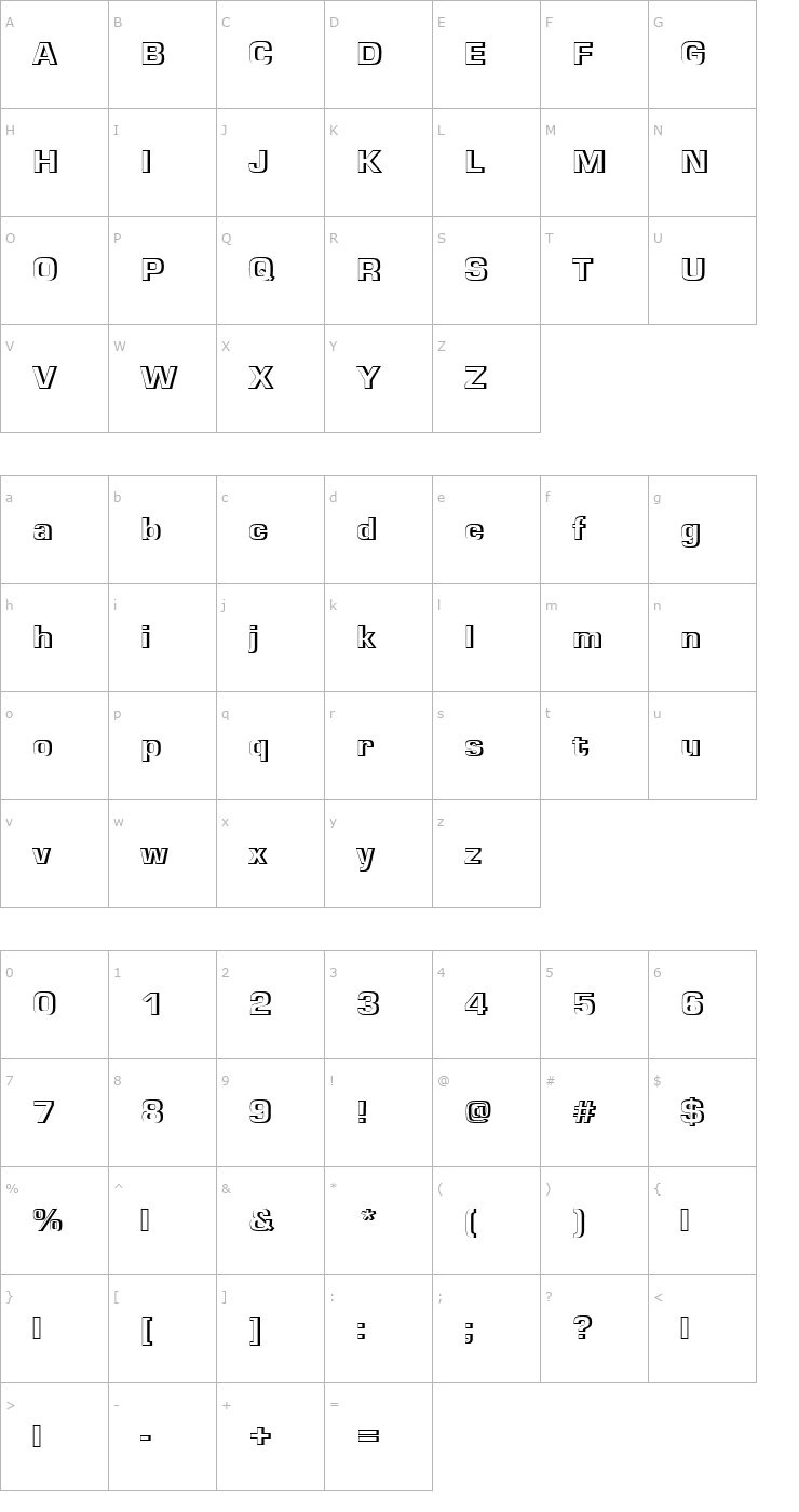Character Map EurostileTHeaRe1 Font