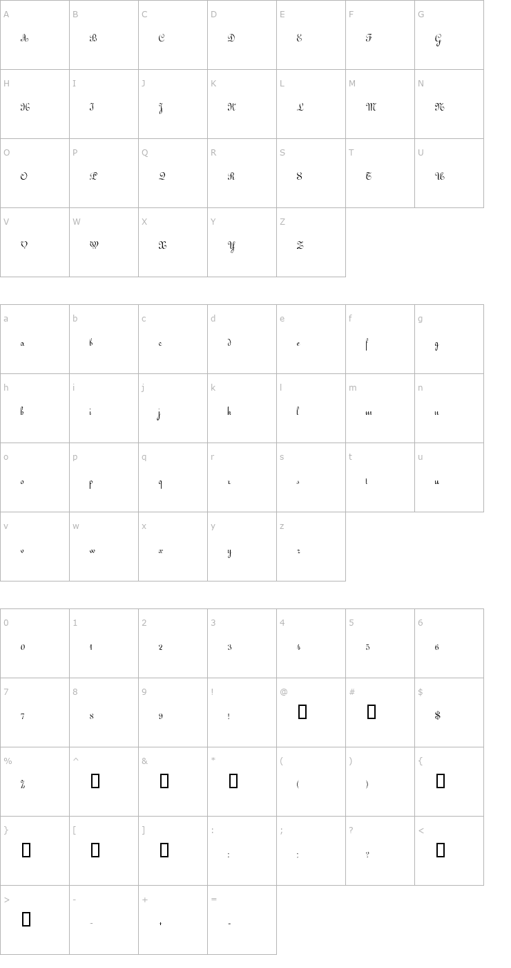 Character Map EustonScriptSSK Font