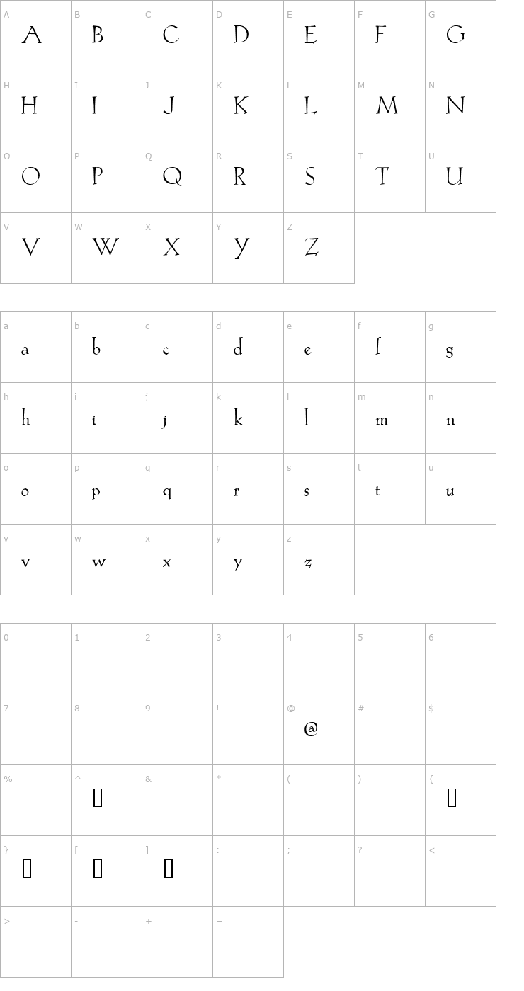 Character Map Evadare Demo Font