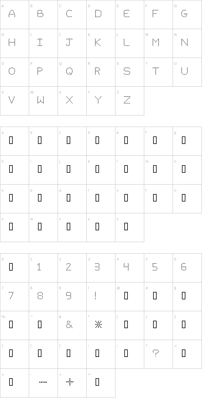 Character Map Evelyn's Heart Font
