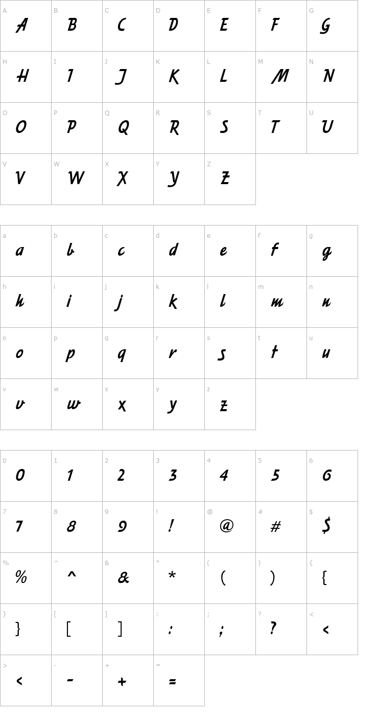 Character Map Eveningnews PDF Font