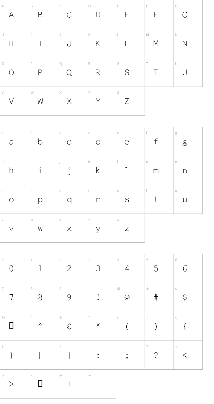 Character Map Everson Mono Latin Font