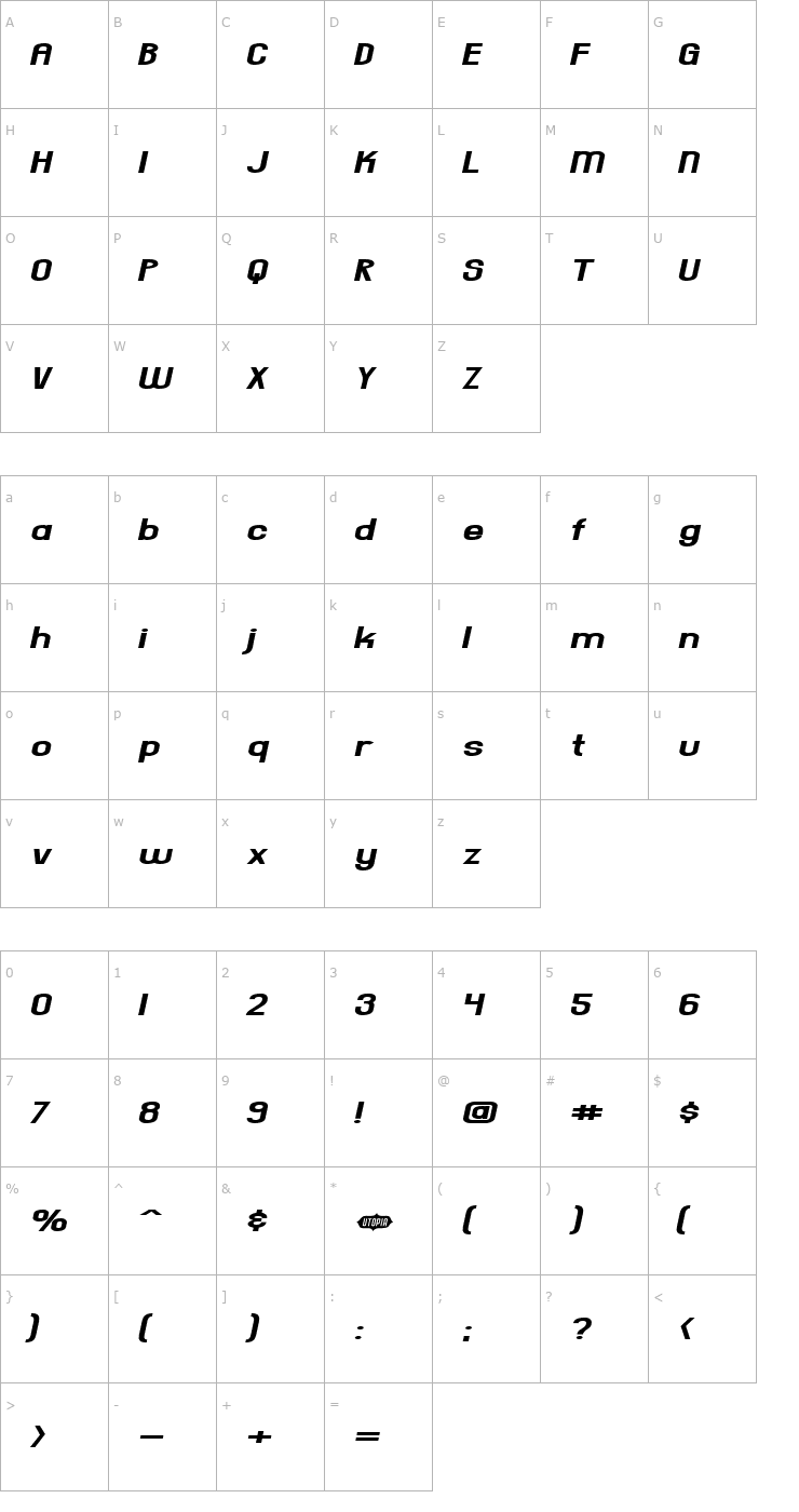 Character Map Everyday Formula Sway Font