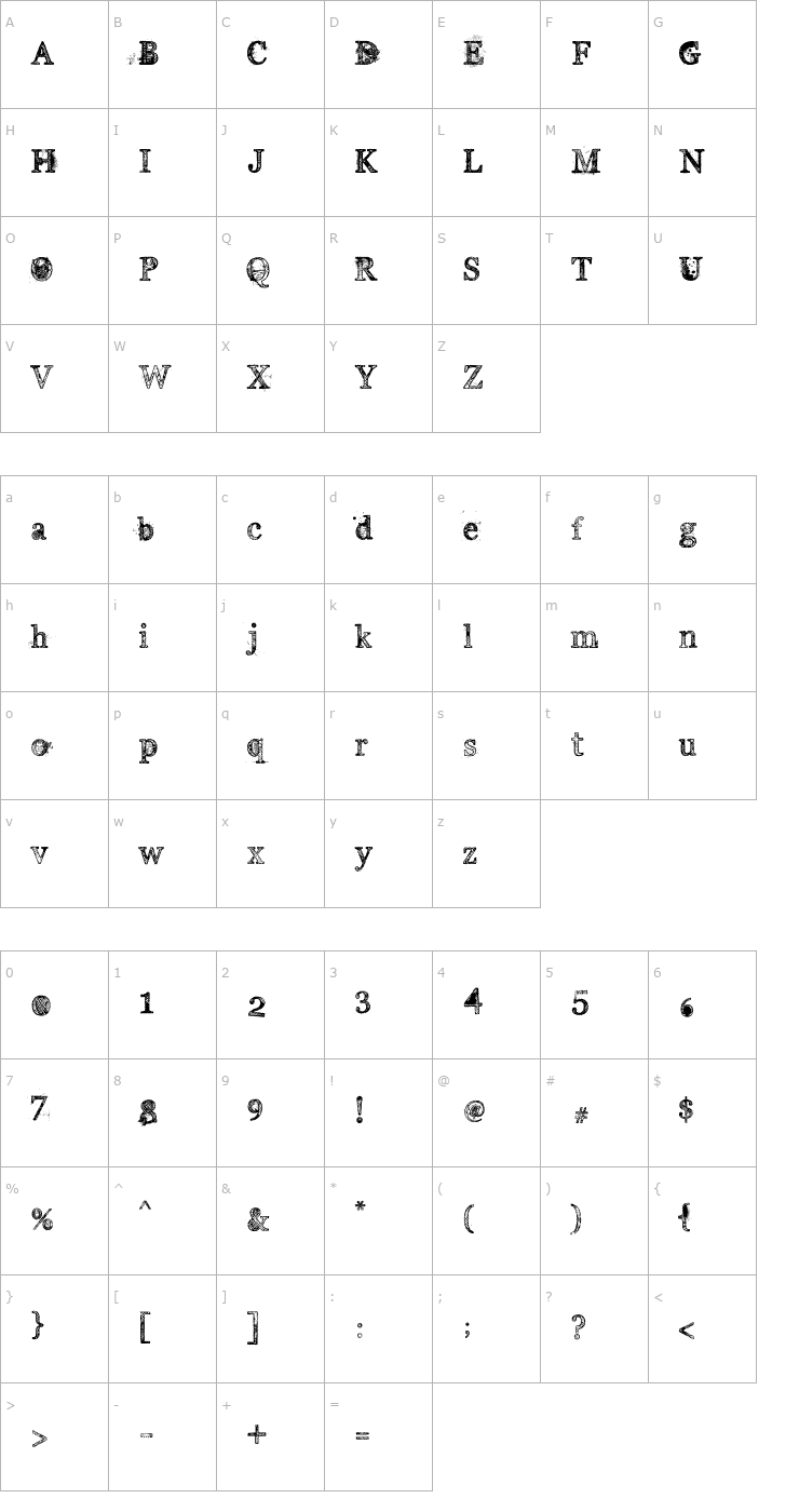 Character Map Everyday Ghost Font