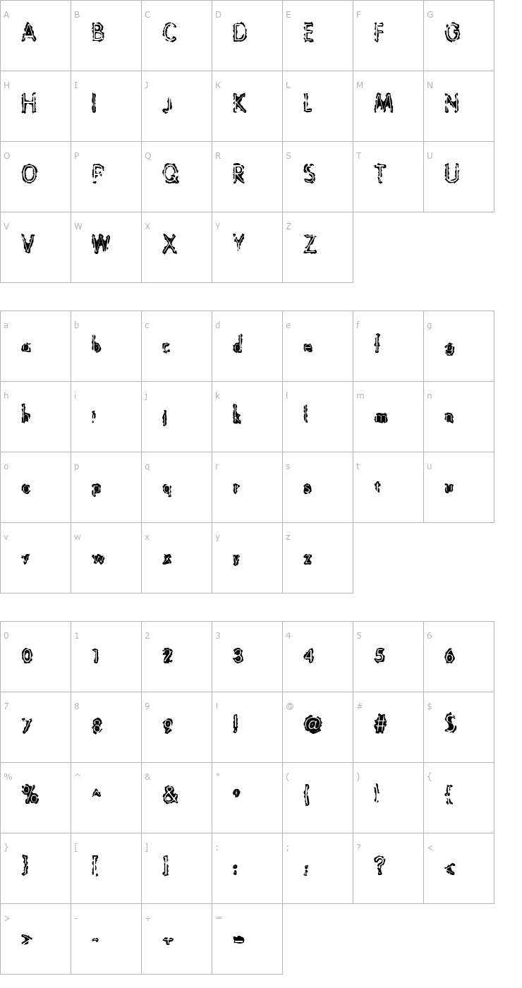 Character Map Evil CowRegular Font
