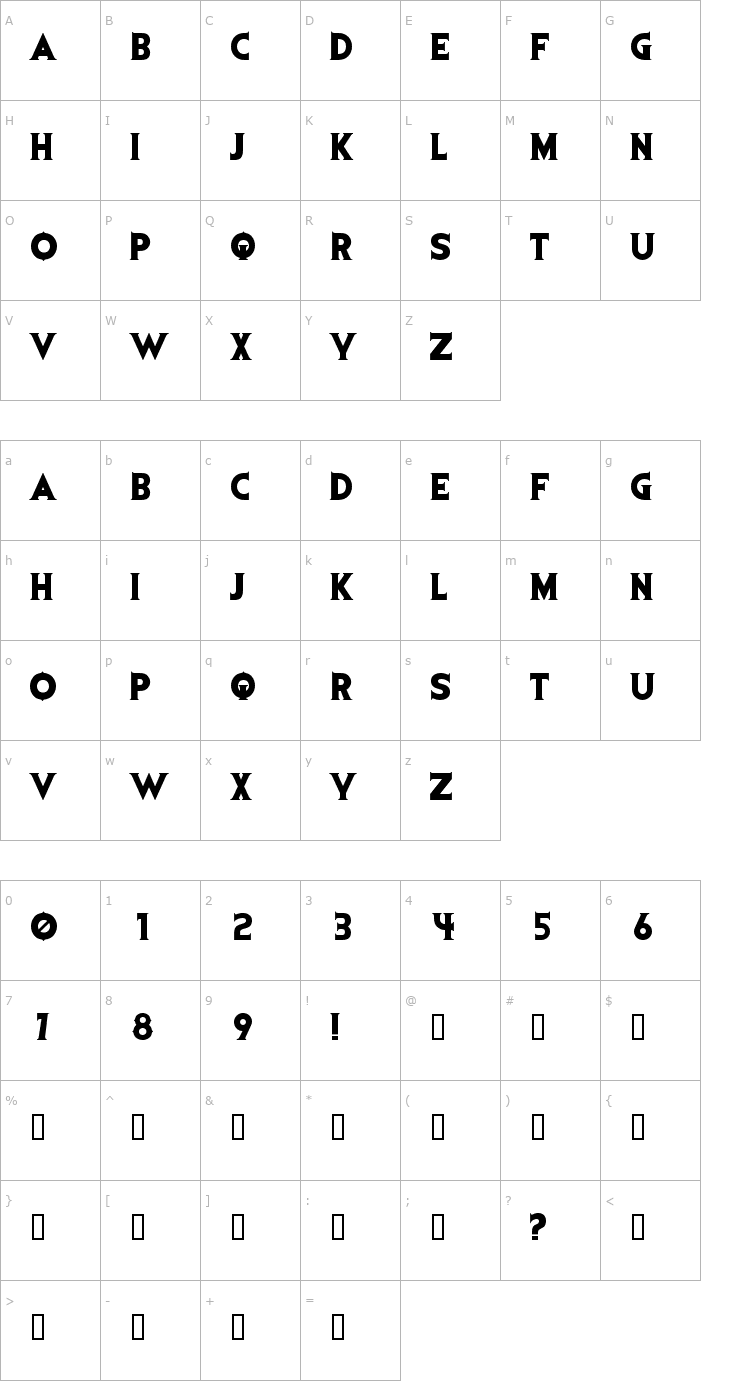 Character Map Evil Dead Font