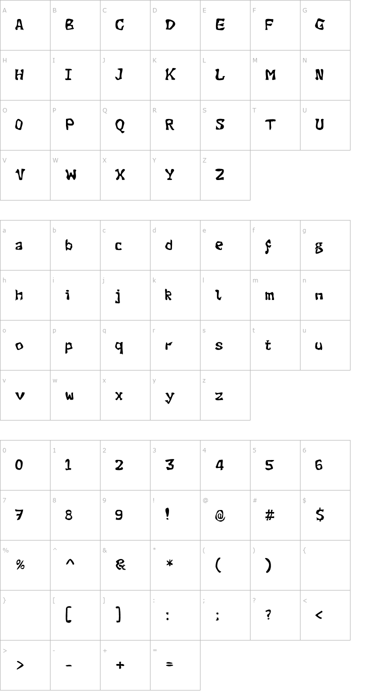 Character Map Evil Green Plant Font