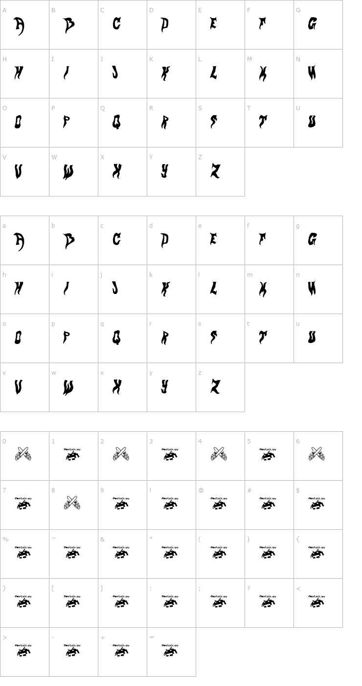 Character Map Evol Font