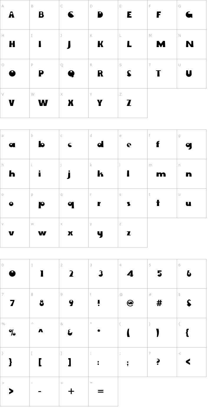 Character Map Ewie_Becker Font
