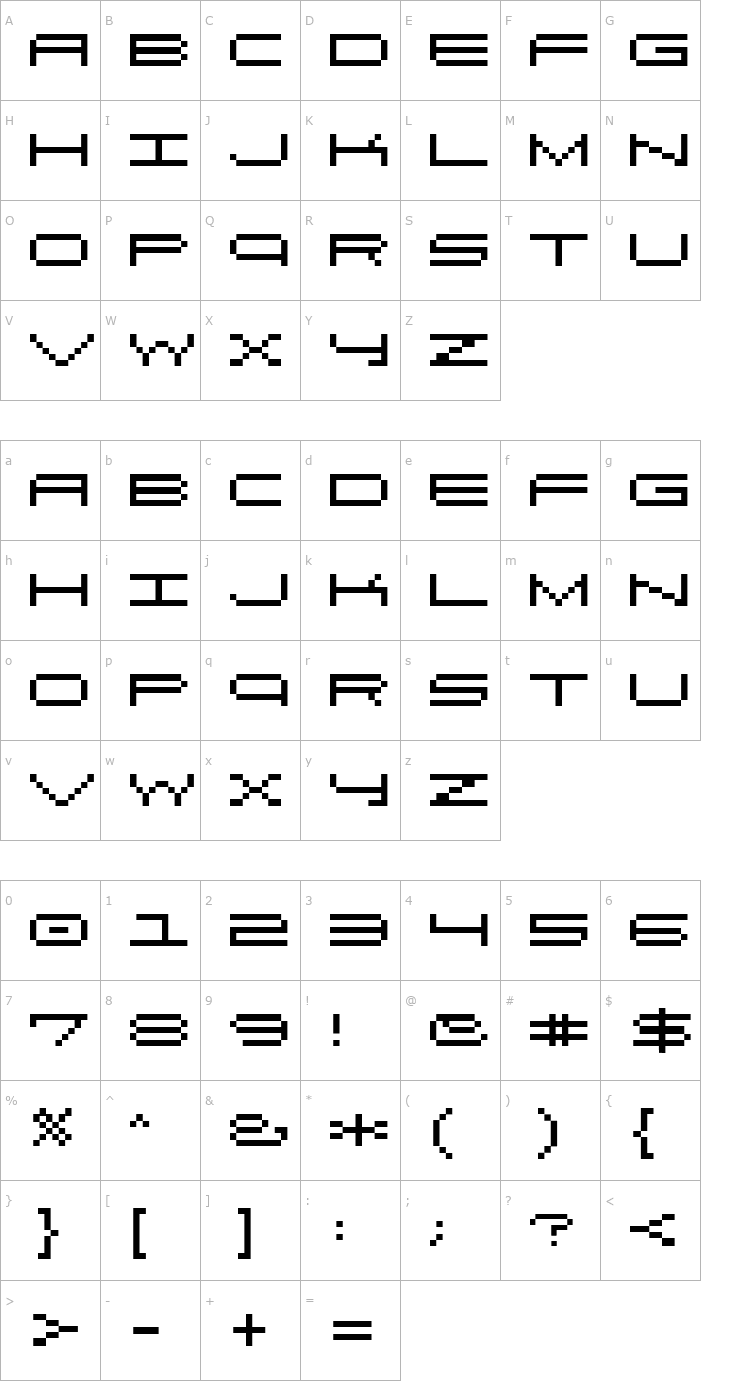 Character Map Exceed Font