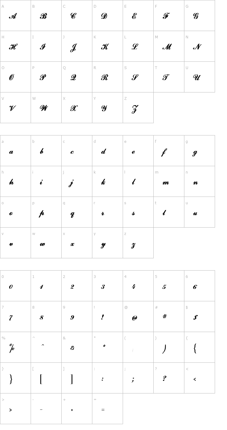 Character Map Excellence Bold Font