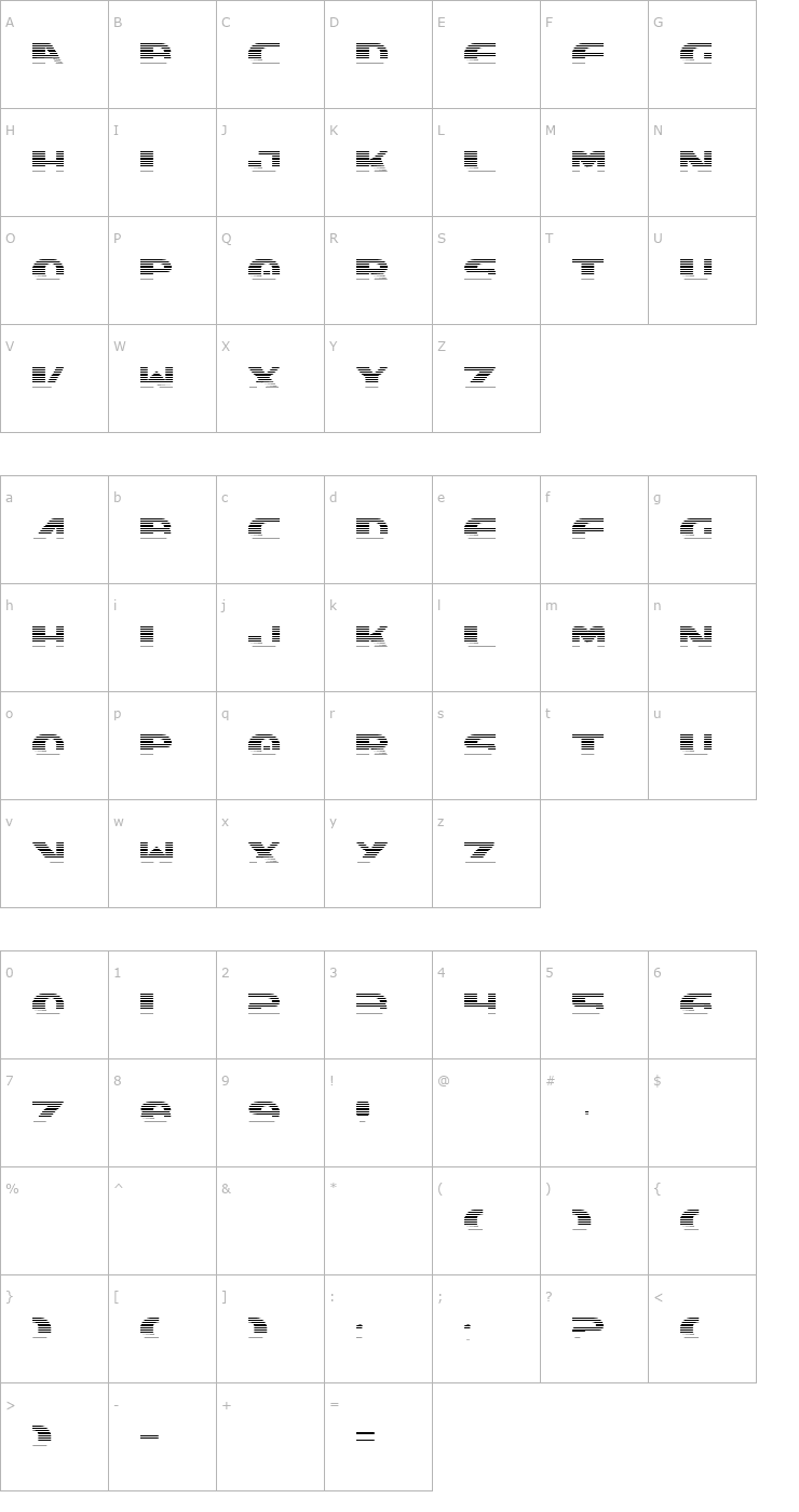 Character Map Excelsior Gradient Font