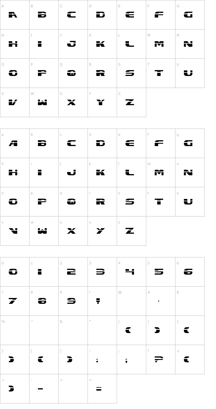 Character Map Excelsior Laser Font