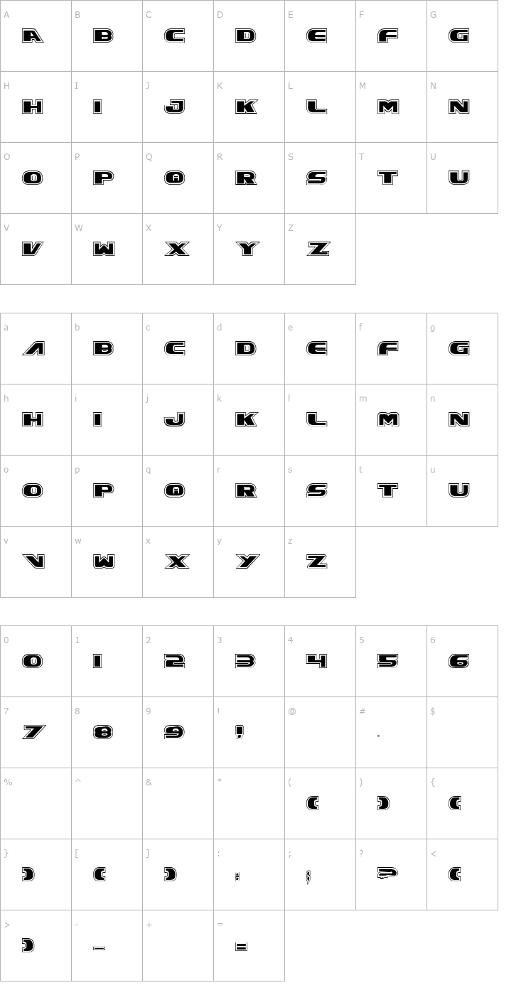 Character Map Excelsior Pro Font