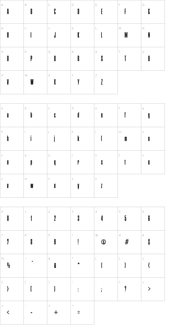 Character Map Executive Font