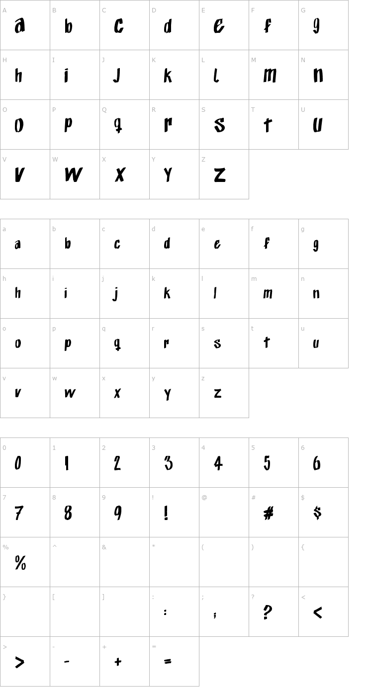 Character Map Exito Free Hand Font