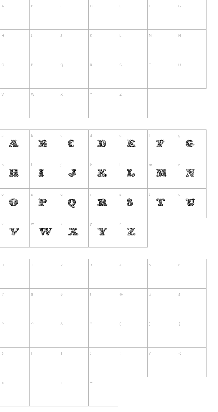 Character Map exotica Medium Font