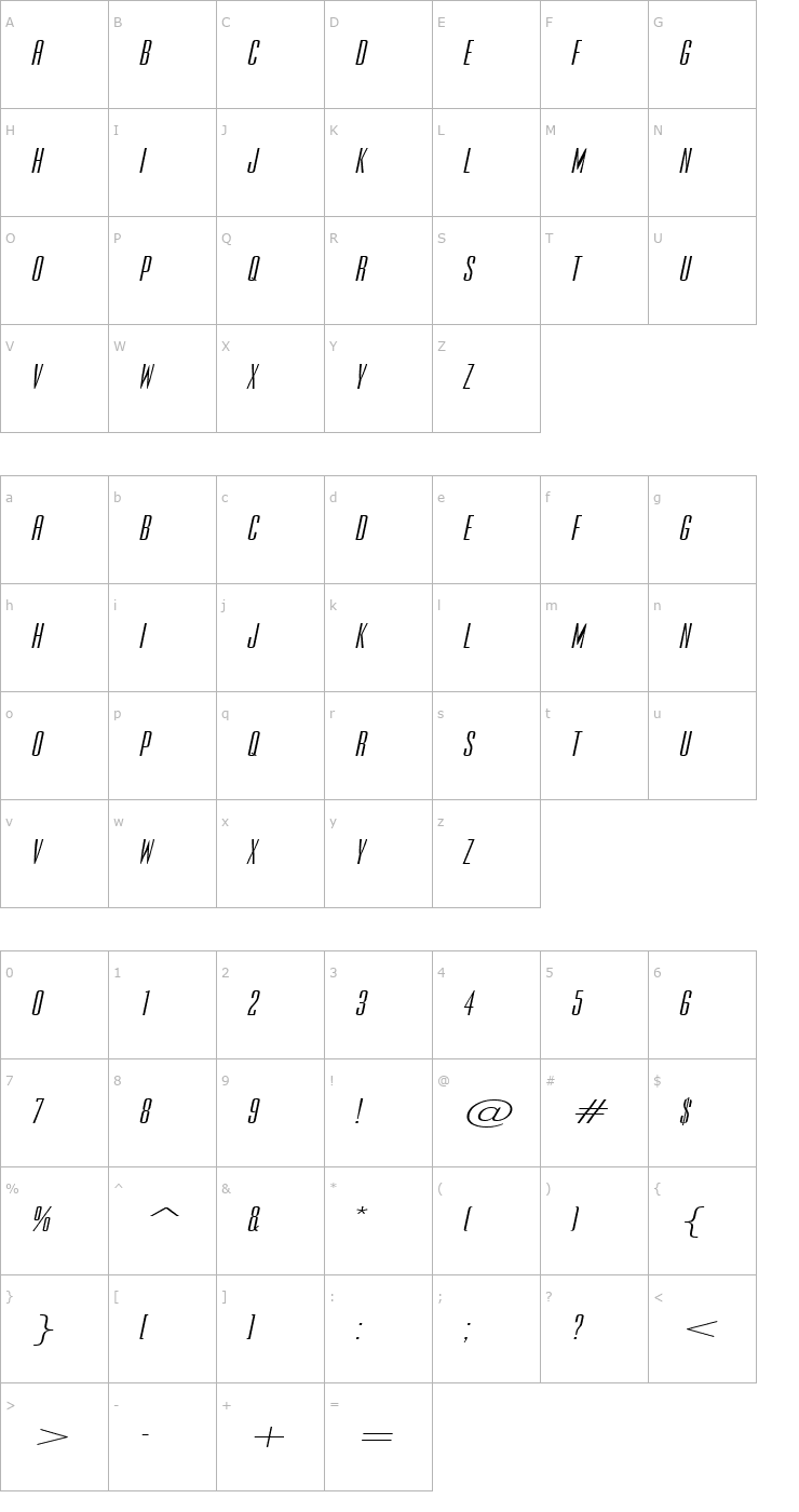 Character Map Expel Extended Italic Font
