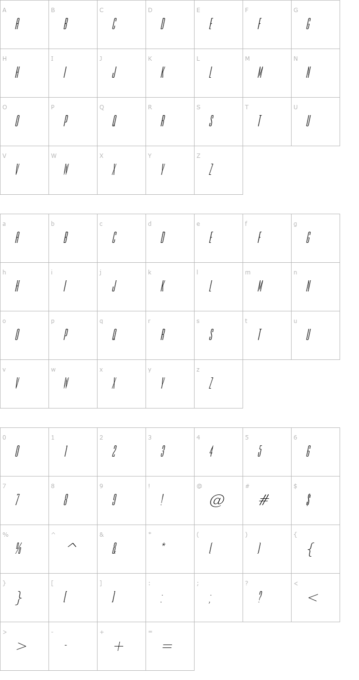 Character Map Expel Italic Font