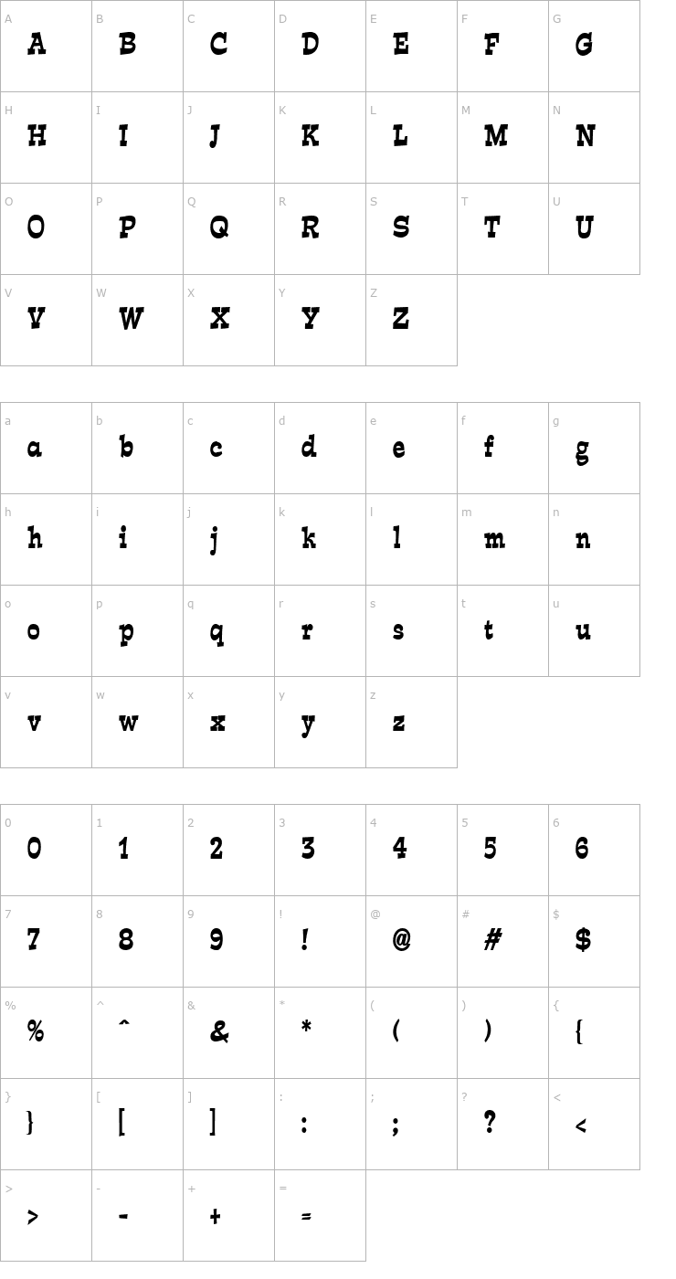 Character Map Expose Condensed Bold Font