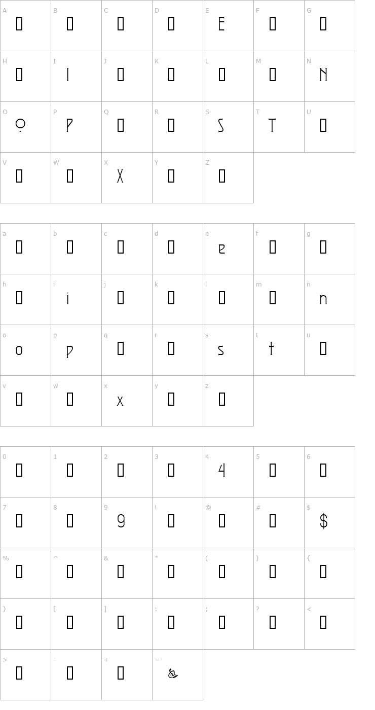 Character Map Exposition Sampler Font