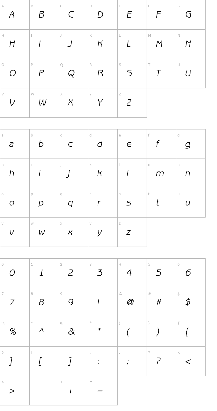 Character Map Express Deco GothicLight SSi Normal Font