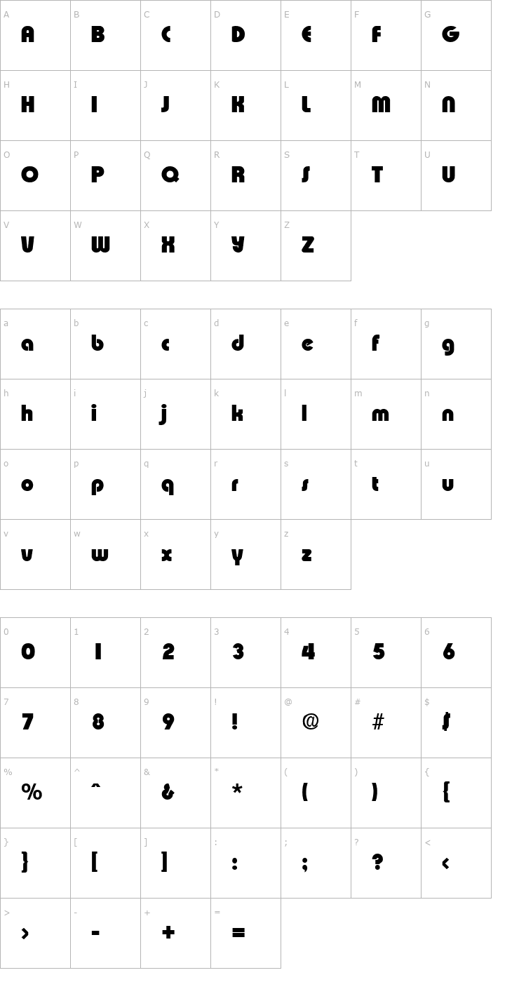 Character Map Expressa-Heavy Font