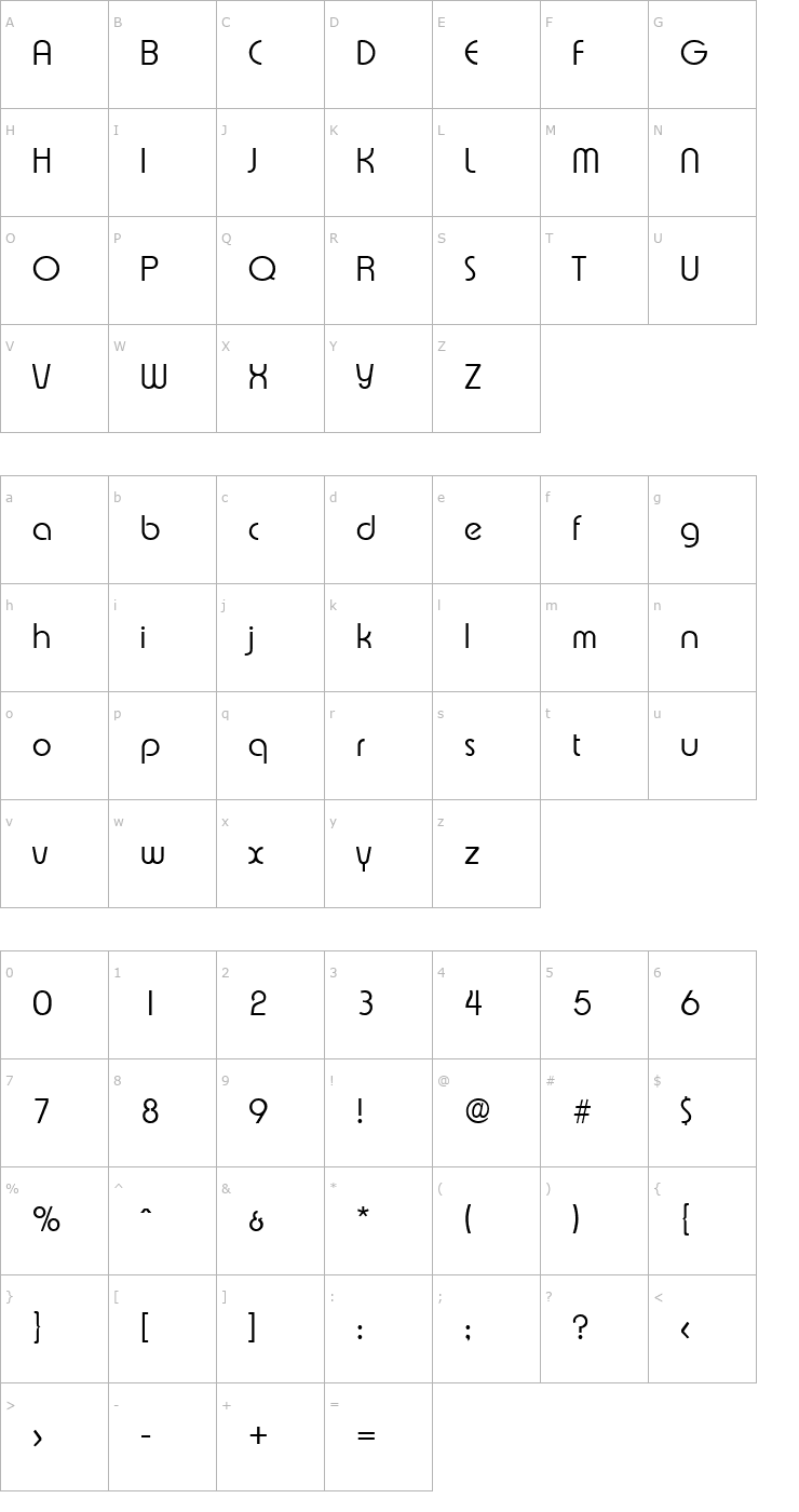 Character Map Expressa-Light Font