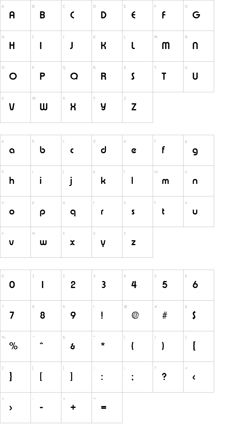 Character Map Expressa-Serial-Bold Font