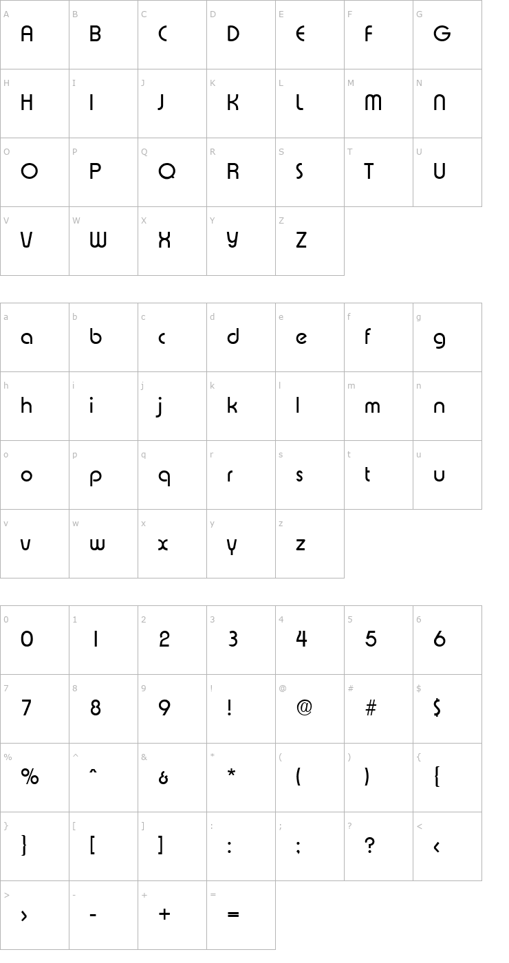Character Map Expressa-Serial-Regular Font