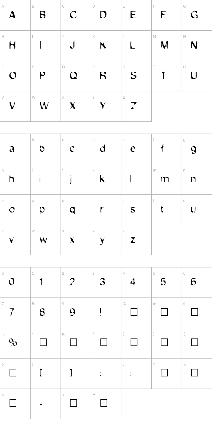Character Map Exsect Regular Font