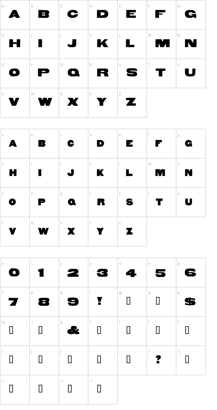 Character Map Extra Extra HPLHS Font