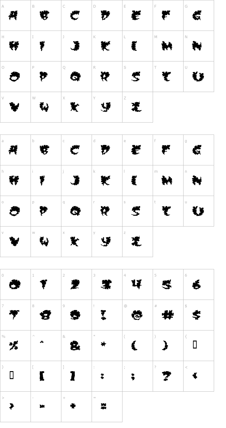 Character Map Extra virgin Font