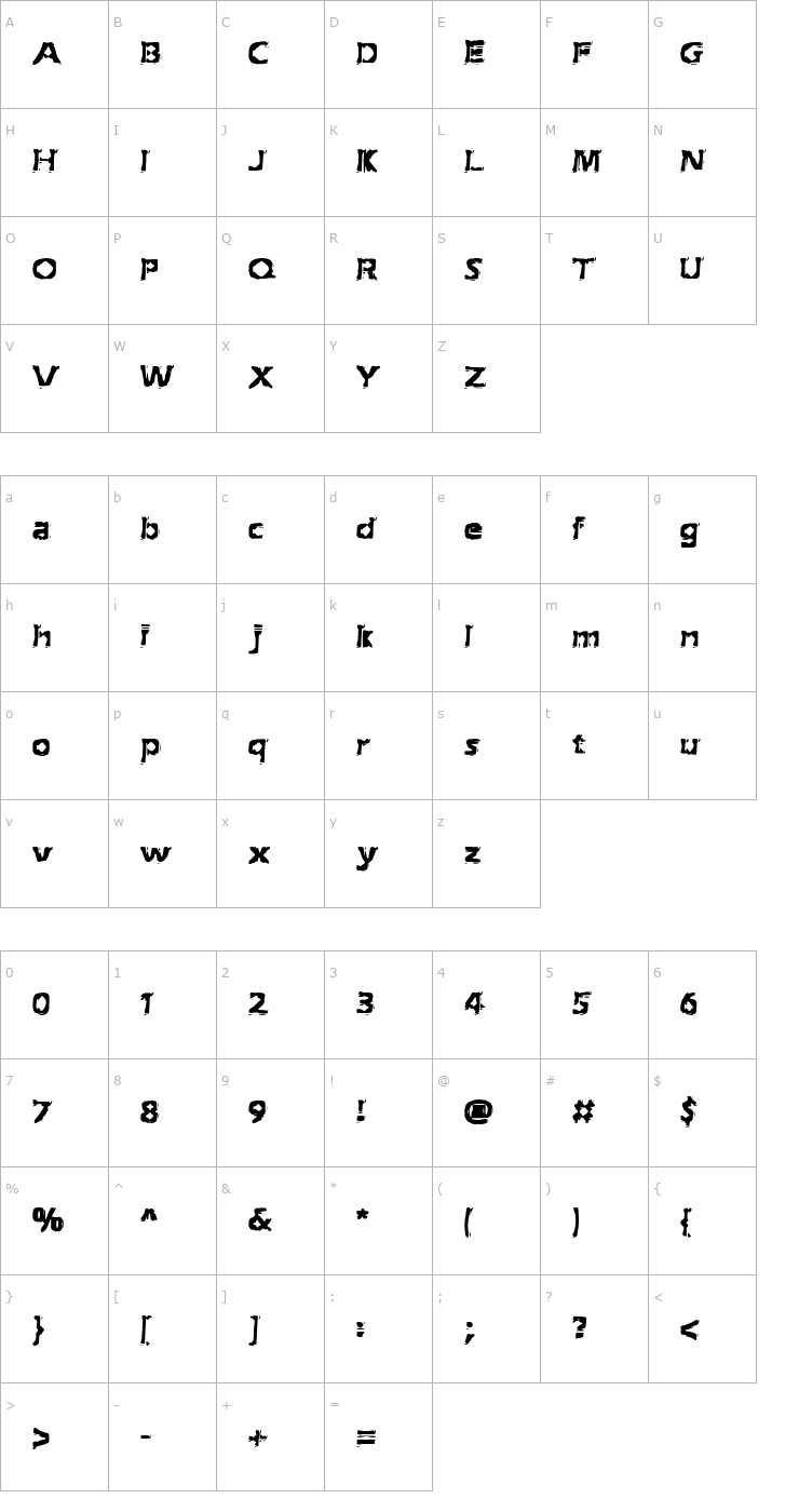 Character Map Extraction (BRK) Font
