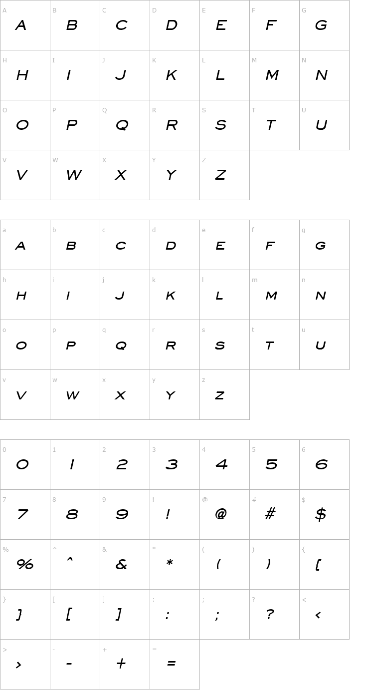 Character Map Eye glass Bold Italic Font