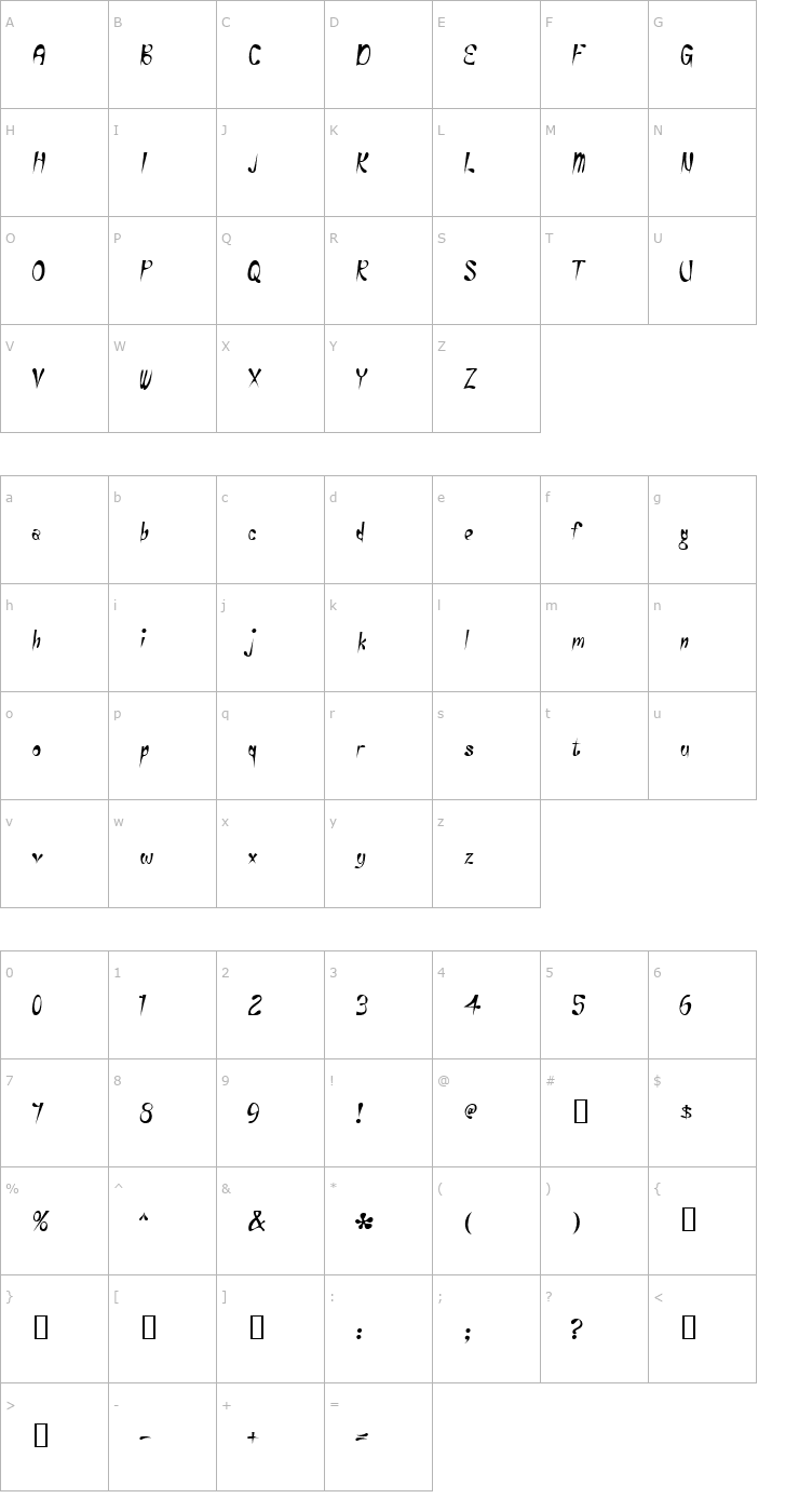 Character Map Eye Rhyme Font