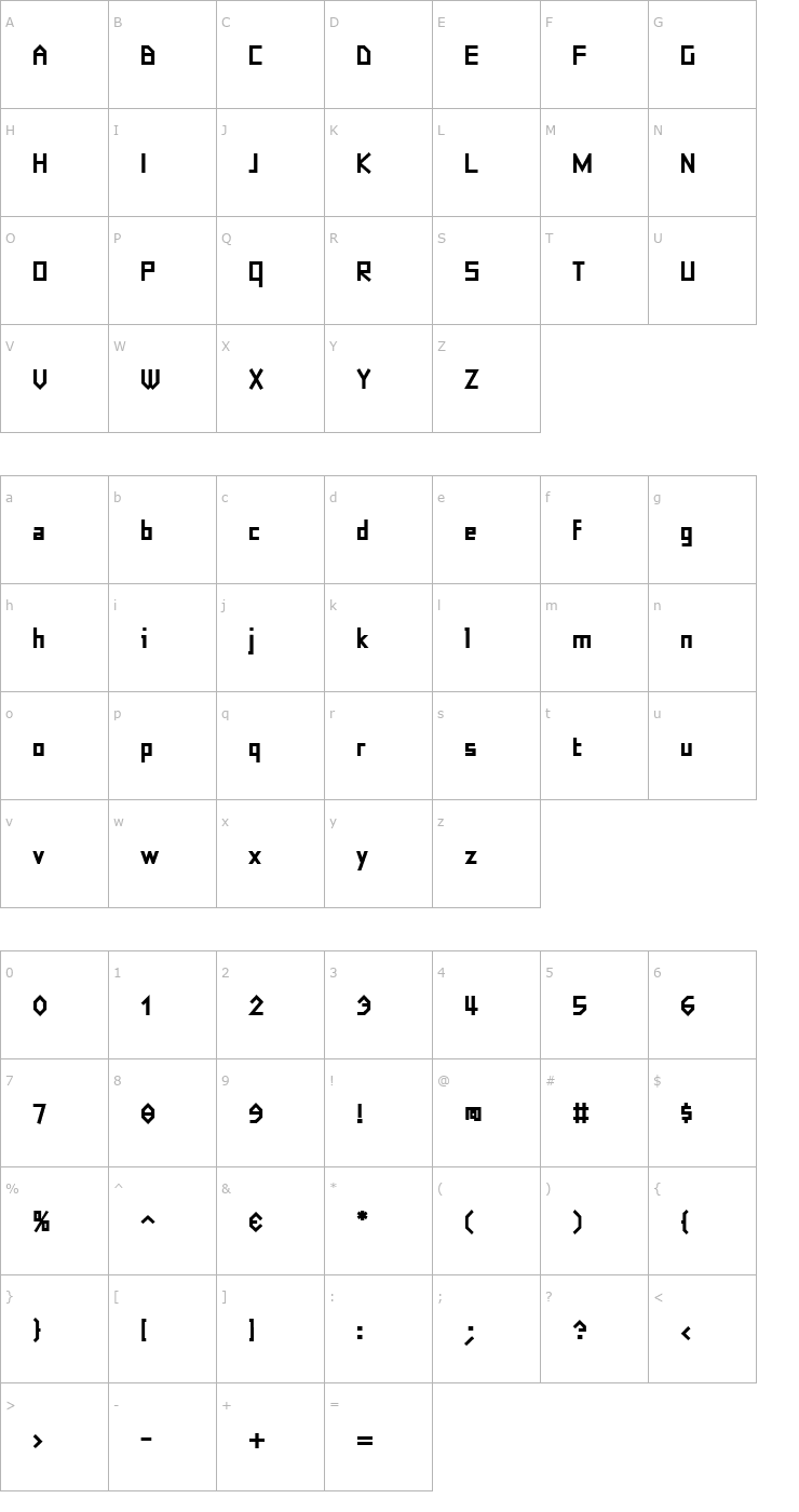 Character Map Eyebel Bold Font