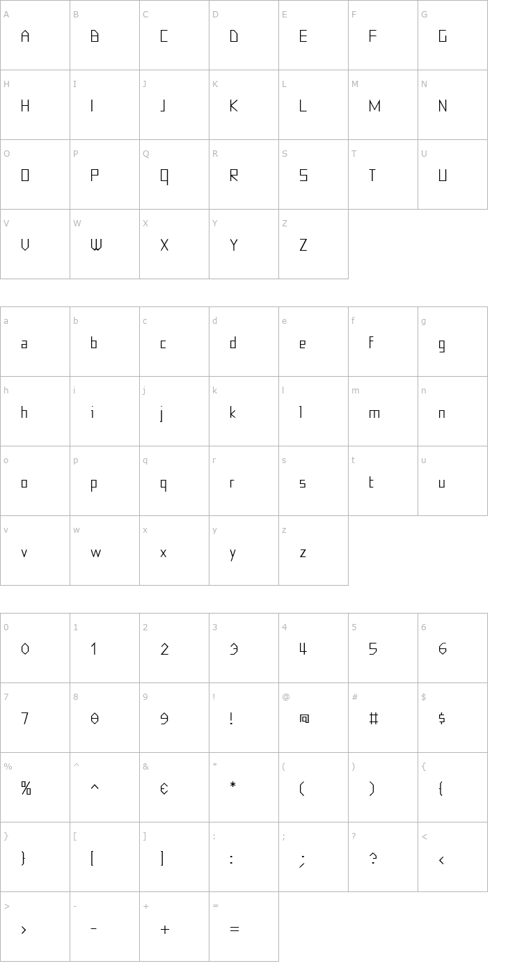 Character Map Eyebel Font